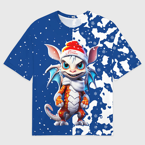 Мужская футболка оверсайз Новогодний дракошка / 3D-принт – фото 1