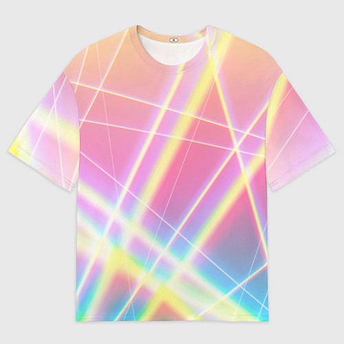 Мужская футболка оверсайз Хаотичные неоновые линии / 3D-принт – фото 1