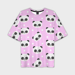 Мужская футболка оверсайз Милая улыбающаяся панда