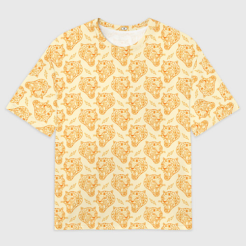 Мужская футболка оверсайз Рычания тигра / 3D-принт – фото 1