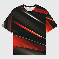 Футболка оверсайз мужская Красные и черные вставки, цвет: 3D-принт