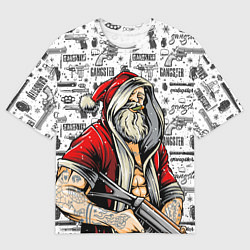 Футболка оверсайз мужская Гангстер Санта-Клаус, цвет: 3D-принт