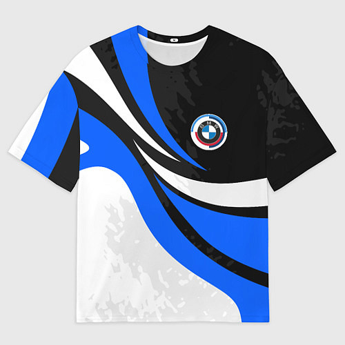 Мужская футболка оверсайз BMW - синяя абстракция / 3D-принт – фото 1