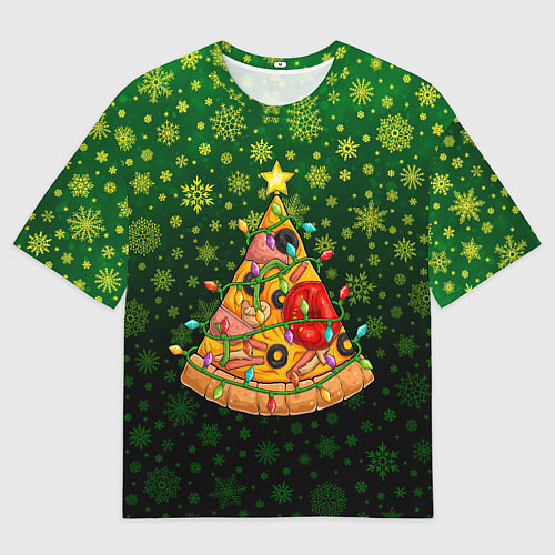 Мужская футболка оверсайз Пицца-ёлка / 3D-принт – фото 1