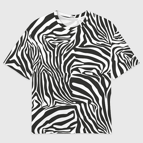 Мужская футболка оверсайз Шкура зебры черно - белая графика / 3D-принт – фото 1