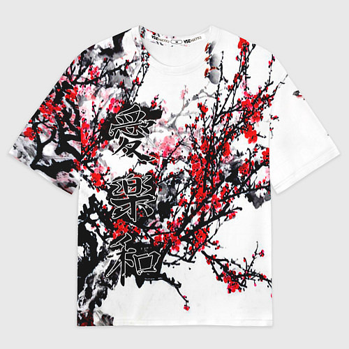 Мужская футболка оверсайз Японский стиль иероглифы / 3D-принт – фото 1
