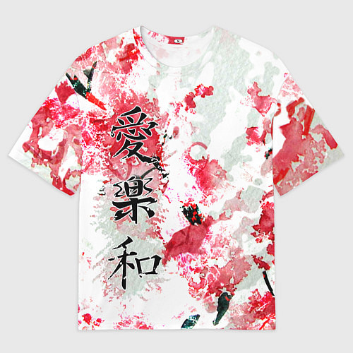 Мужская футболка оверсайз Японский стиль иероглифы / 3D-принт – фото 1