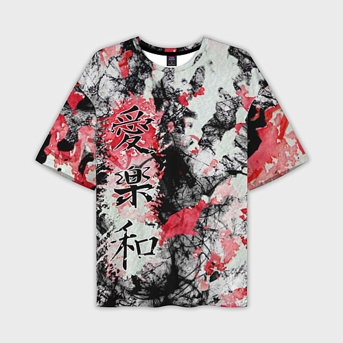 Мужская футболка оверсайз Японский стиль иероглифы / 3D-принт – фото 1