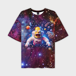 Футболка оверсайз мужская Homer Simpson in space - ai art, цвет: 3D-принт