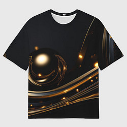 Мужская футболка оверсайз Абстракция золотого на черном