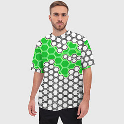 Футболка оверсайз мужская Зелёная энерго-броня из шестиугольников, цвет: 3D-принт — фото 2