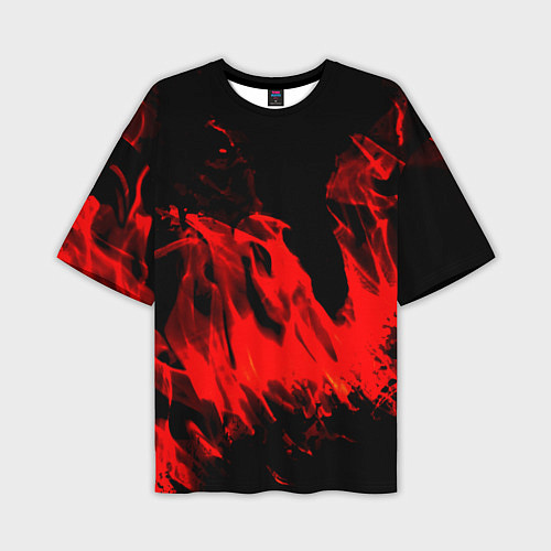 Мужская футболка оверсайз Красное пламя / 3D-принт – фото 1