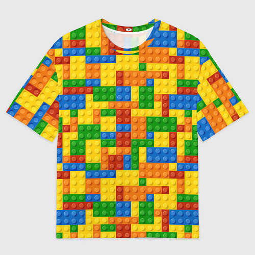 Мужская футболка оверсайз Лего - разноцветная стена / 3D-принт – фото 1