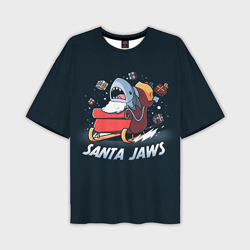 Мужская футболка оверсайз Santa Jaws / 3D-принт – фото 1