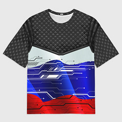 Мужская футболка оверсайз Стёганные ромбы: русский хакер