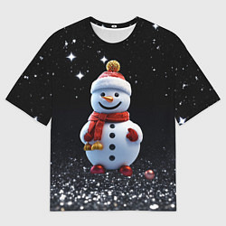 Мужская футболка оверсайз Милый снеговик на Рождество