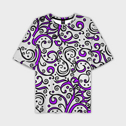 Мужская футболка оверсайз Фиолетовые кружевные узоры