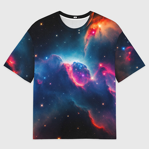 Мужская футболка оверсайз Арт яркий космос / 3D-принт – фото 1