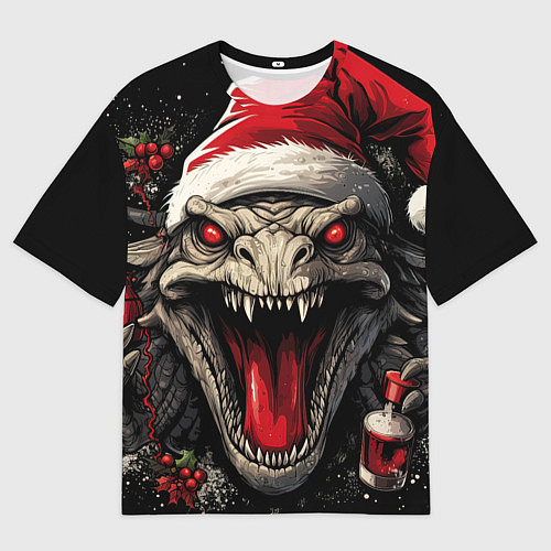 Мужская футболка оверсайз Злой новогодний дракон / 3D-принт – фото 1