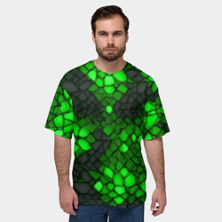 Футболка оверсайз мужская Зелёный трескающийся камень, цвет: 3D-принт — фото 2