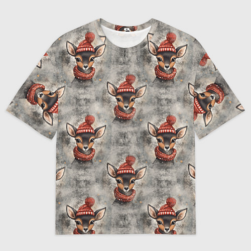 Мужская футболка оверсайз Олень в снегах / 3D-принт – фото 1