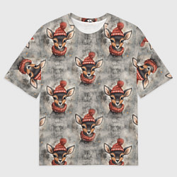 Футболка оверсайз мужская Олень в снегах, цвет: 3D-принт