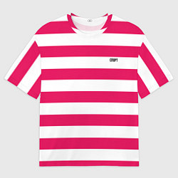 Мужская футболка оверсайз Красно белый узор в полоску