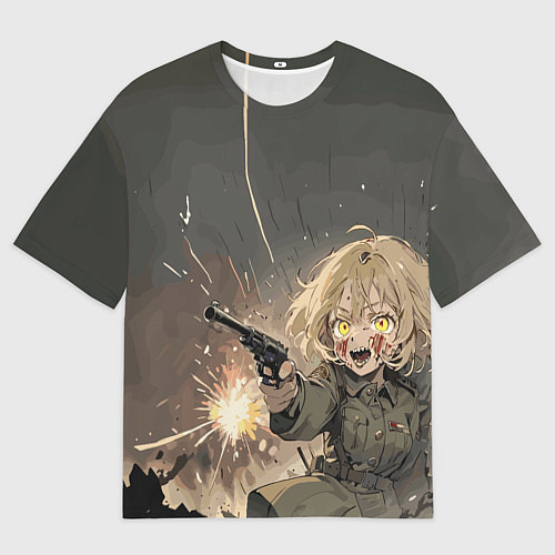 Мужская футболка оверсайз Девушка с пистолетом / 3D-принт – фото 1