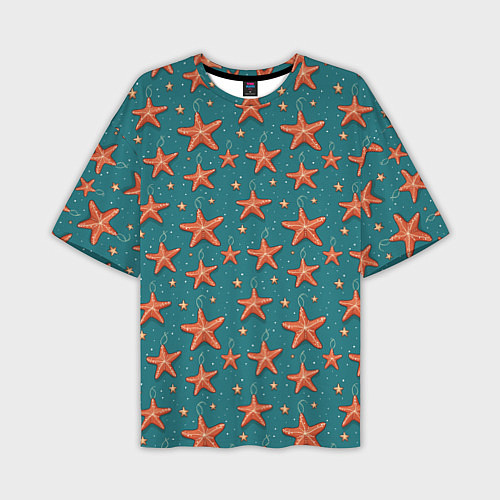 Мужская футболка оверсайз Морские звезды тоже хотят на ёлку / 3D-принт – фото 1