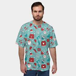 Футболка оверсайз мужская Праздничный новогодний узор, цвет: 3D-принт — фото 2