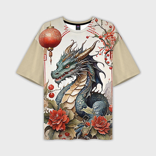 Мужская футболка оверсайз Vintage dragon 2024 / 3D-принт – фото 1