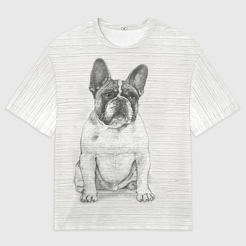 Мужская футболка оверсайз Французский бульдог грустинка / 3D-принт – фото 1