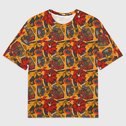 Мужская футболка оверсайз Цветочное разноцветье