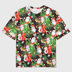 Футболка оверсайз мужская Деды Морозы с подарками, цвет: 3D-принт