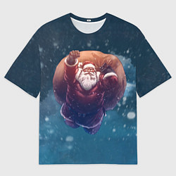 Мужская футболка оверсайз Летящий Санта