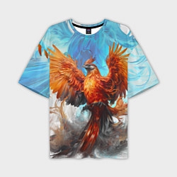Мужская футболка оверсайз Птица феникс в огне