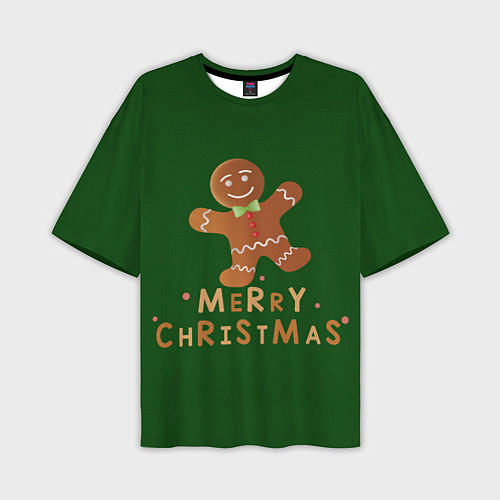 Мужская футболка оверсайз Пряничный человечек желает счастливого рождества / 3D-принт – фото 1