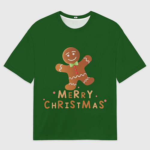 Мужская футболка оверсайз Пряничный человечек желает счастливого рождества / 3D-принт – фото 1