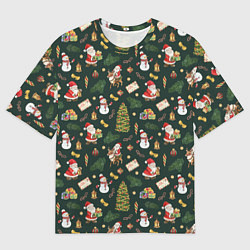 Футболка оверсайз мужская Новогодняя встреча, цвет: 3D-принт