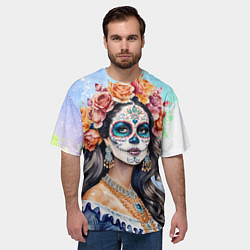 Футболка оверсайз мужская Катрина калавера санта муерте, цвет: 3D-принт — фото 2