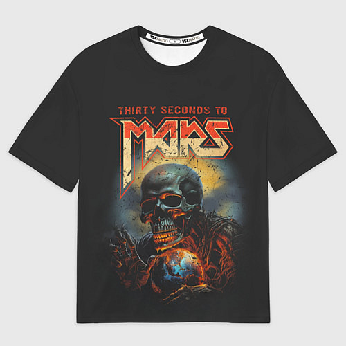 Мужская футболка оверсайз Thirty seconds to mars skull / 3D-принт – фото 1