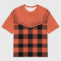 Футболка оверсайз мужская Стёжка: рыжая клетка, цвет: 3D-принт