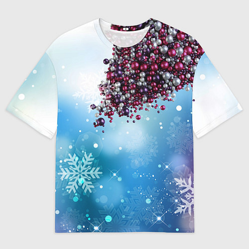 Мужская футболка оверсайз Цунами из новогодних шариков / 3D-принт – фото 1