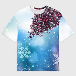 Футболка оверсайз мужская Цунами из новогодних шариков, цвет: 3D-принт