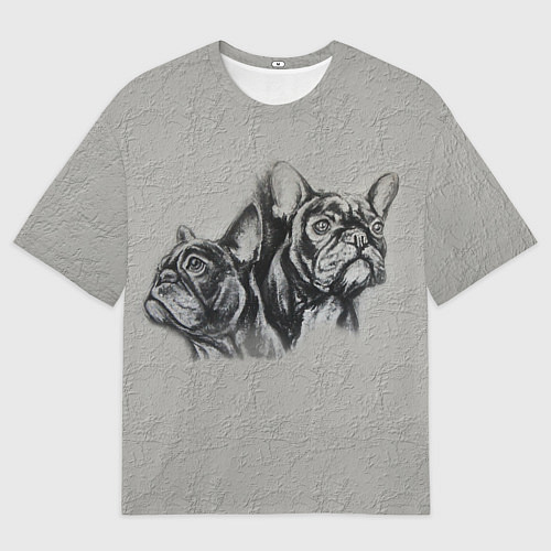 Мужская футболка оверсайз Французские бульдоги пара / 3D-принт – фото 1