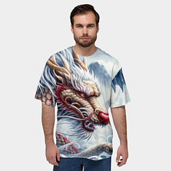 Футболка оверсайз мужская Свирепый японский дракон - искусство, цвет: 3D-принт — фото 2