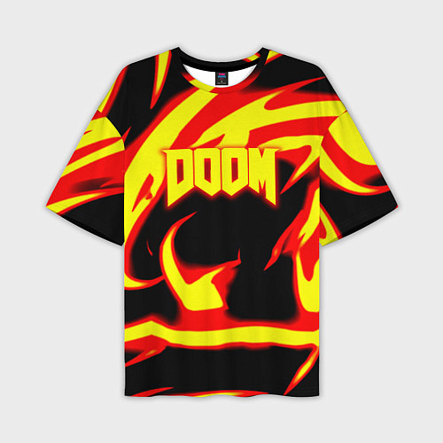 Мужская футболка оверсайз Doom eternal fire storm / 3D-принт – фото 1