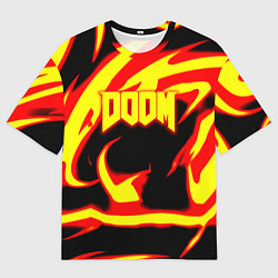 Мужская футболка оверсайз Doom eternal fire storm