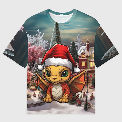 Мужская футболка оверсайз Дракоша 2024 новогодний символ года / 3D-принт – фото 1