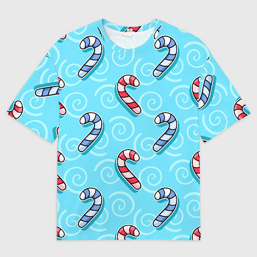 Мужская футболка оверсайз Новогодний леденец трость / 3D-принт – фото 1